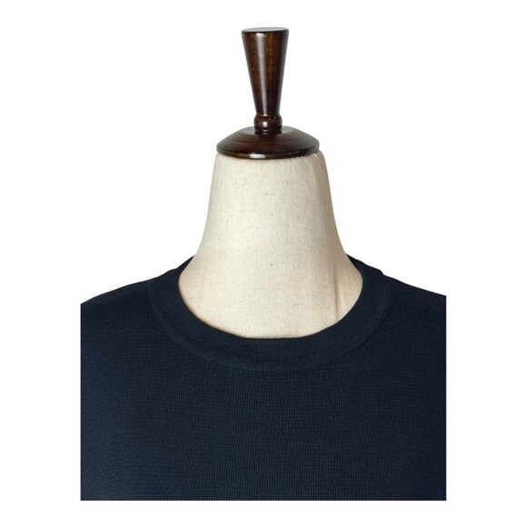 Zara Sweater Women Small Black Knit Crew Neck Striped Trim‎ Top Nautical Preppy - Picture 4 of 9